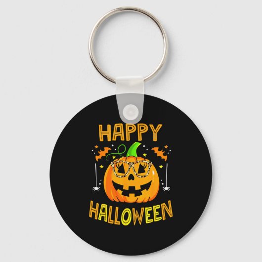 Trick Or Treat Halloween Funny Pumpkin Happy Hallo Sleutelhanger (Voorkant)