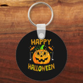 Trick Or Treat Halloween Funny Pumpkin Happy Hallo Sleutelhanger (Voorkant)
