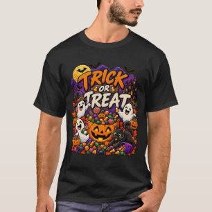 Trick or Treat Halloween Geesten Zwarte Kat T-shirt