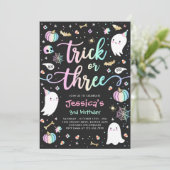 Trick or treat Halloween Ghost 3e verjaardagsfeest Kaart (Staand voorkant)