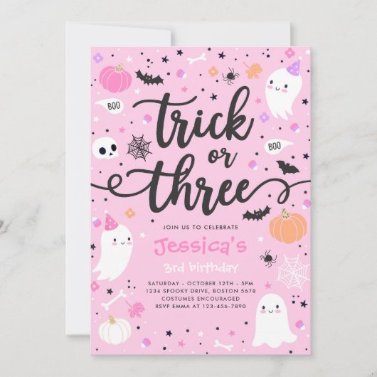 Trick or treat Halloween Ghost 3e verjaardagsfeest Kaart (Voorkant)