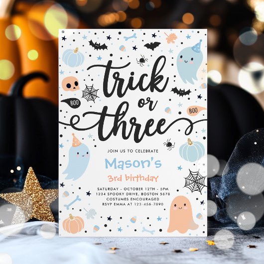 Trick or treat Halloween Ghost 3e verjaardagsfeest Kaart