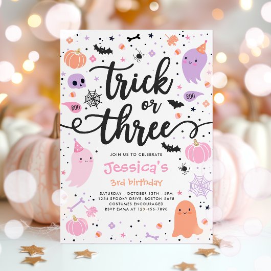 Trick or treat Halloween Ghost 3e verjaardagsfeest Kaart