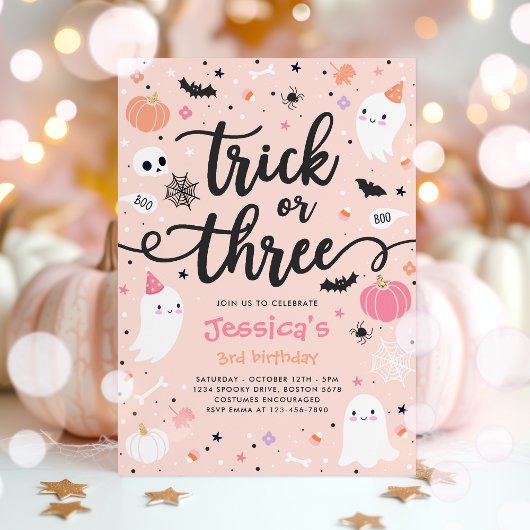 Trick or treat Halloween Ghost 3e verjaardagsfeest Kaart