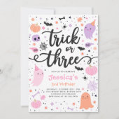 Trick or treat Halloween Ghost 3e verjaardagsfeest Kaart (Voorkant)