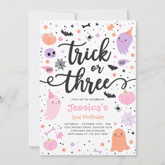 Trick or treat Halloween Ghost 3e verjaardagsfeest Kaart (Voorkant)