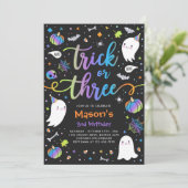 Trick or treat Halloween Ghost 3e verjaardagsfeest Kaart (Staand voorkant)