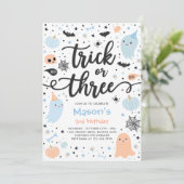 Trick or treat Halloween Ghost 3e verjaardagsfeest Kaart (Staand voorkant)