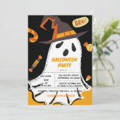 Trick or treat, Halloween Ghost, Snoep Invitation Kaart (Staand voorkant)