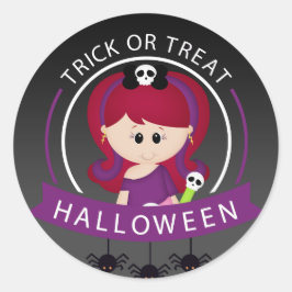 Trick or treat Halloween Girl Ronde Sticker