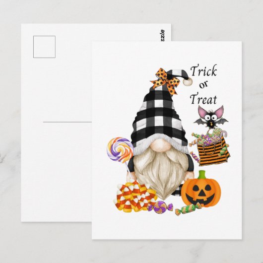 Trick or treat Halloween Gnome Briefkaart (Voorkant / Achterkant)