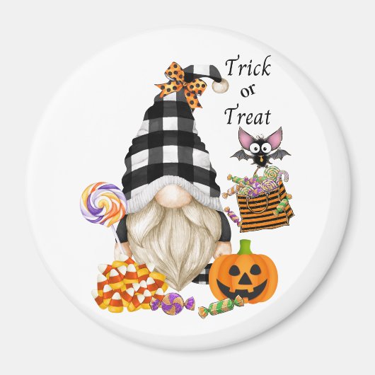 Trick or treat Halloween Gnome Magneet (Voorkant)