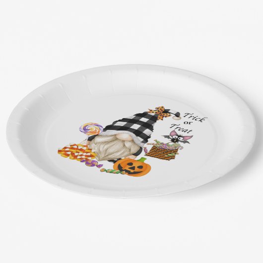 Trick or treat Halloween Gnome Papieren Bordje (Gekanteld)
