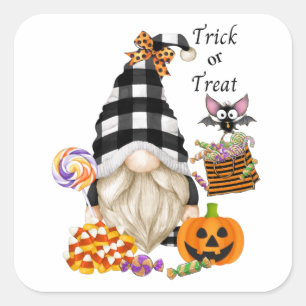 Trick or treat Halloween Gnome Vierkante Sticker