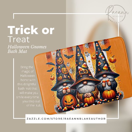 Trick-or-Treat Halloween Gnomes Bath Mat