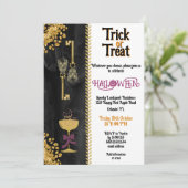 Trick or treat Halloween Gold Glitter Skulls Kaart (Staand voorkant)