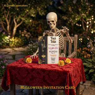 Trick or Treat Halloween Gouden Glitter Schedels Kaart