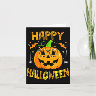 Trick Or Treat Halloween Grappige Pompoen Gelukkig Kaart