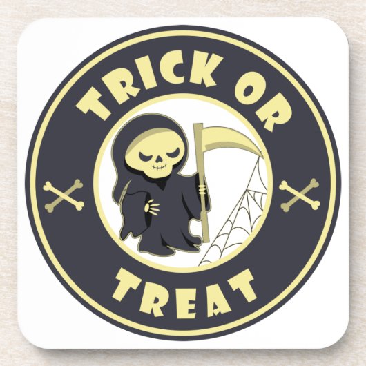 Trick or treat Halloween grim reaper karakter Bier Onderzetter (Voorkant)