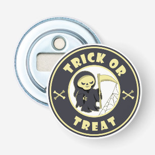 Trick or treat Halloween grim reaper karakter Button Flesopener