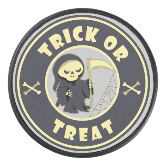 Trick or treat Halloween grim reaper karakter Hockey Puck (Voorkant)
