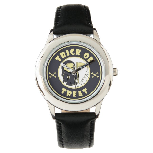 Trick or treat Halloween grim reaper karakter Horloge (Voorkant)