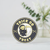 Trick or treat Halloween grim reaper karakter Kaart (Staand voorkant)
