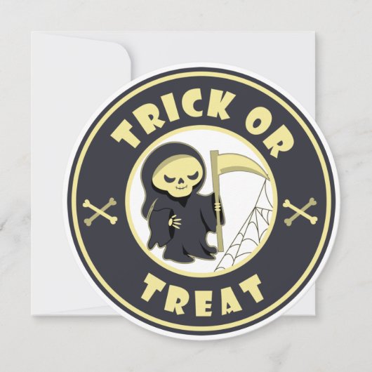 Trick or treat Halloween grim reaper karakter Kaart (Voorkant)