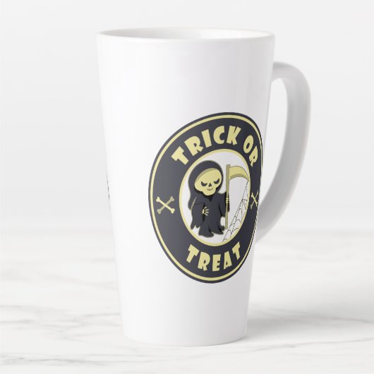 Trick or treat Halloween grim reaper karakter Latte Mok (Rechterhoek)