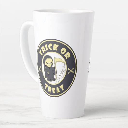 Trick or treat Halloween grim reaper karakter Latte Mok (Linkerhoek)