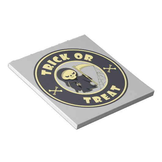 Trick or treat Halloween grim reaper karakter Notitieblok (Schuin)