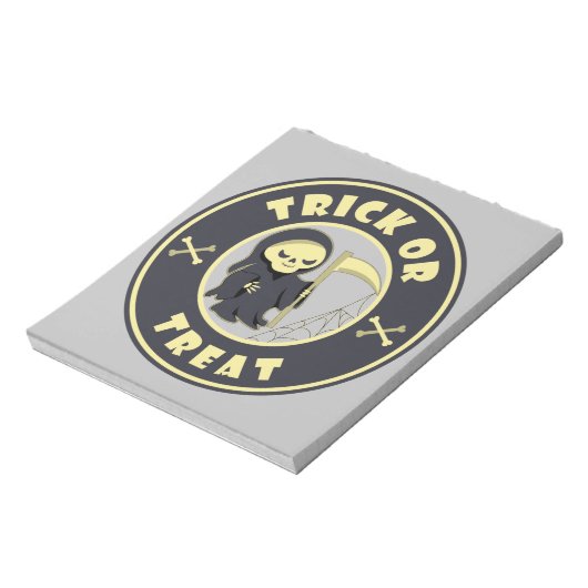 Trick or treat Halloween grim reaper karakter Notitieblok (Linkerzijde)