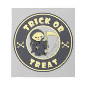 Trick or treat Halloween grim reaper karakter Notitieblok (Voorkant)