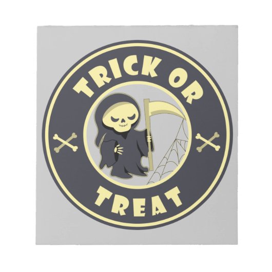 Trick or treat Halloween grim reaper karakter Notitieblok (Voorkant)