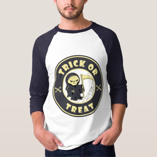 Trick or treat Halloween grim reaper karakter T-shirt (Voorkant)