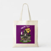 Trick or treat Halloween hauned house paars Tote Bag (Achterkant)