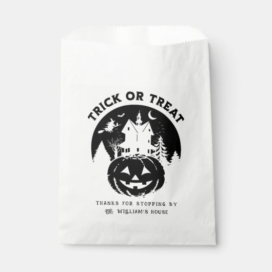 Trick or treat Halloween Haunted House Bedankzakje (Voorkant)