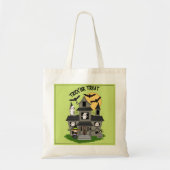 Trick or treat Halloween haunted house en heks Tote Bag (Voorkant)