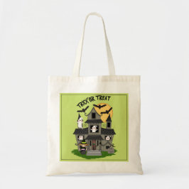 Trick or treat Halloween haunted house en heks Tote Bag