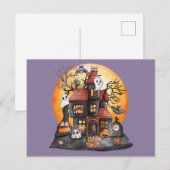 Trick or treat Halloween Haunted House Gathering Feestdagenkaart (Voorkant / Achterkant)