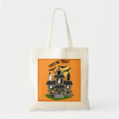 Trick or treat Halloween haunted house oranje Tote Bag (Voorkant)