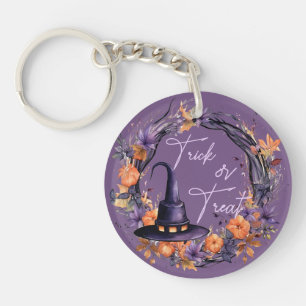 Trick Or Treat Halloween Heksenhoed Acryl Sleutelhanger