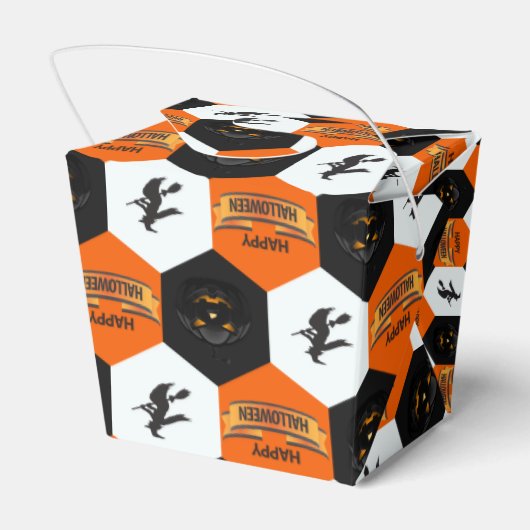 Trick or treat Halloween Hexagons Patroon Bedankdoosjes (Achterkant)