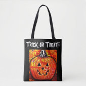 Trick or treat Halloween Jack-O-Lantern Whimsical Tote Bag (Voorkant)