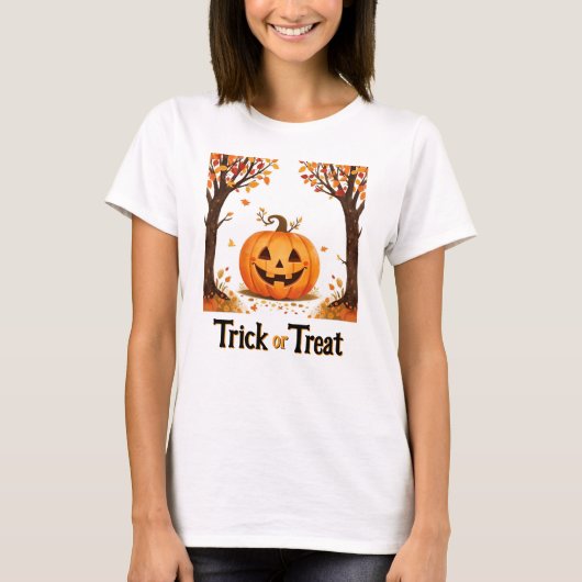 Trick or treat Halloween Jack o'lantern T-shirt (Voorkant)