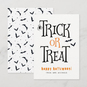 Trick or treat Halloween-kaarten Kaart