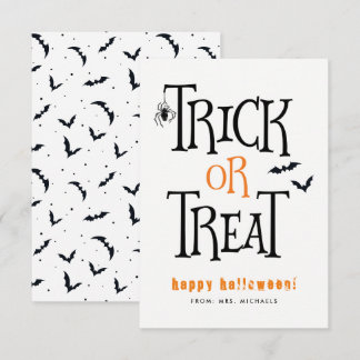 Trick or treat Halloween-kaarten Kaart