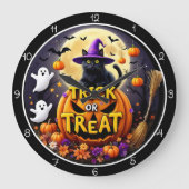 Trick or Treat Halloween Kat Grote Klok (Voorkant)