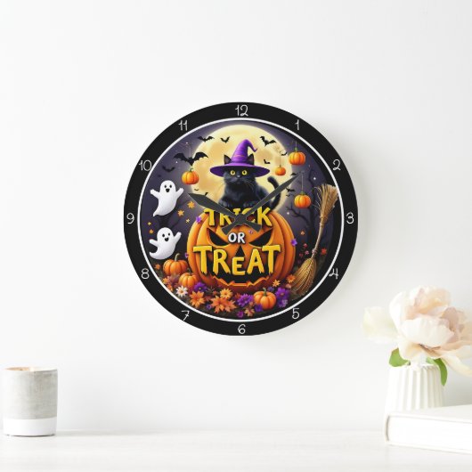 Trick or Treat Halloween Kat Grote Klok (Huis)