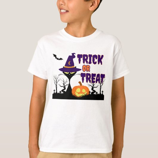Trick or Treat - Halloween Kat - Kinder T-shirt (Voorkant)
